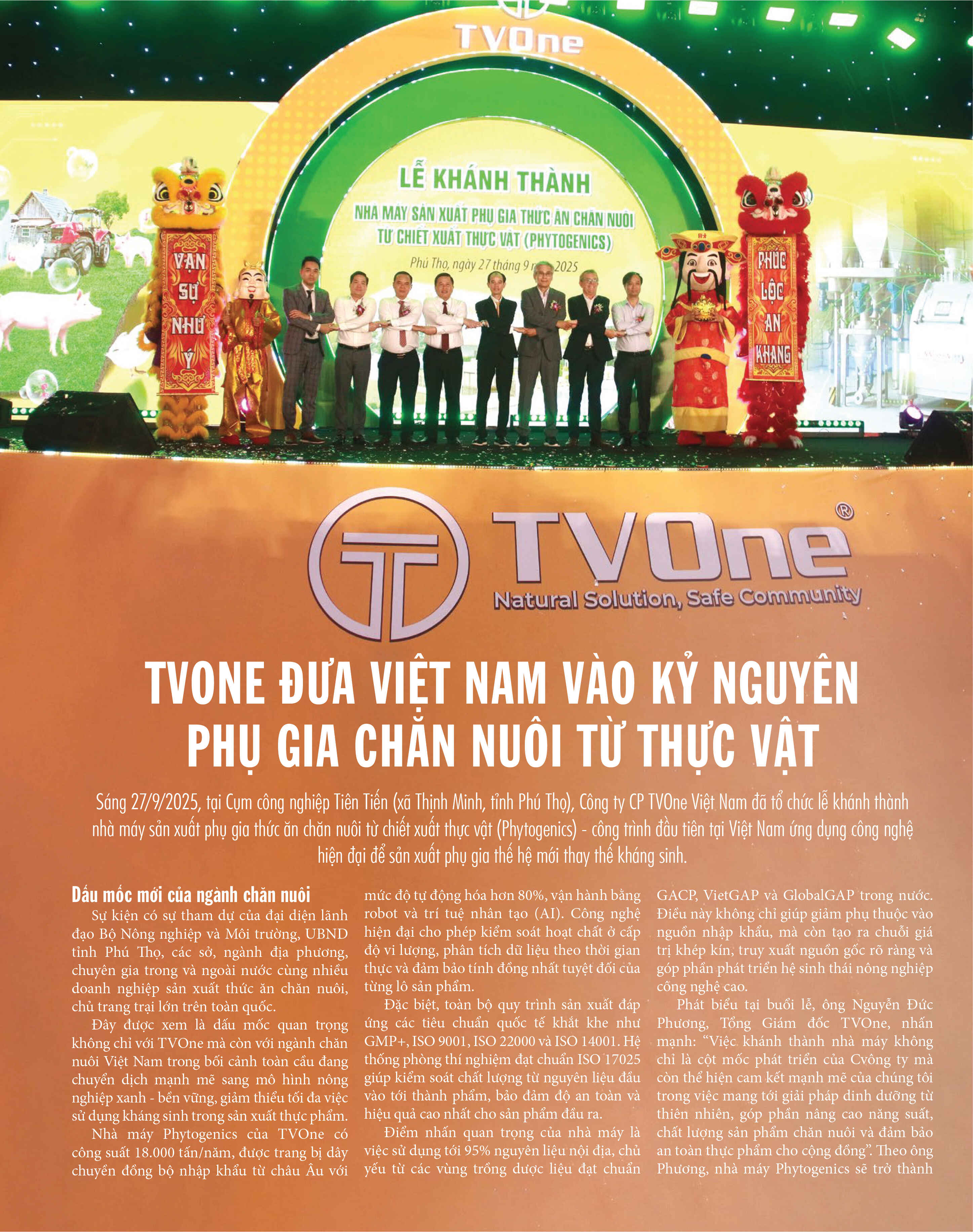 Bài viết trên Tạp chí Người Chăn Nuôi: TVOne đưa Việt Nam vào kỷ nguyên phụ gia chăn nuôi từ thực vật, đánh dấu bước tiến mới của ngành chăn nuôi xanh bền vững.